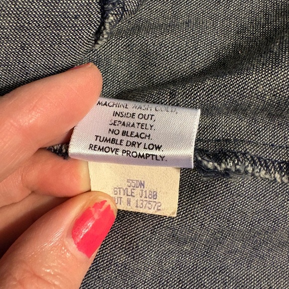 Eileen Fisher Dark Denim Jacket with Relaxed Fit and Rounded Collar - Picture 6 of 6